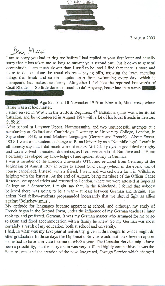 Killick Letter - Page 1